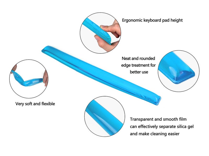 ABRONDA Gel Keyboard Wrist Rest Set Plus - ABRONDA Keyboard & Mouse Wrist Support Pad Office, Computer, Laptop, Mac - Durable, Comfortable and Pain Relief- Blue Set - Image 3